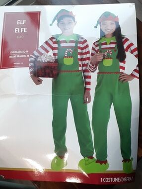 Elf Kids Costume - Green and Red Festive Outfit